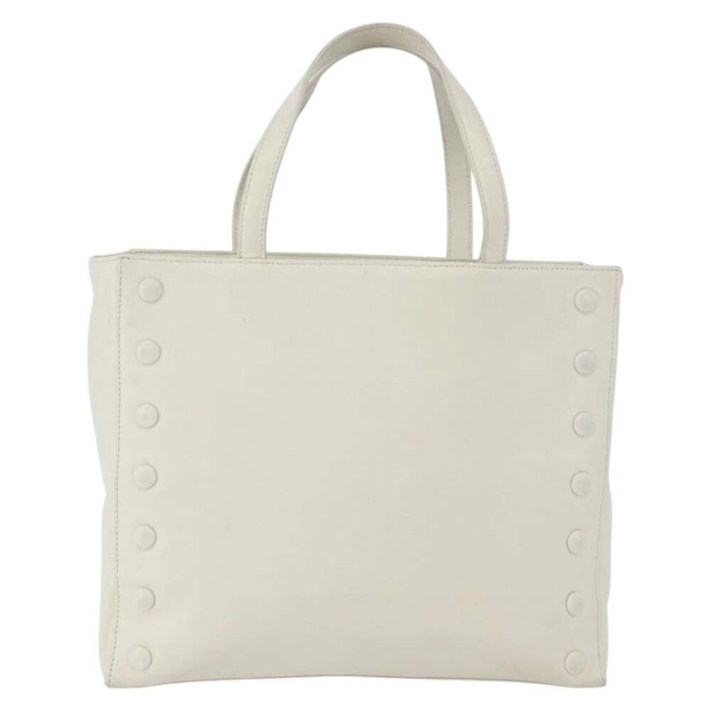 Celine Leather Handbag White Gold